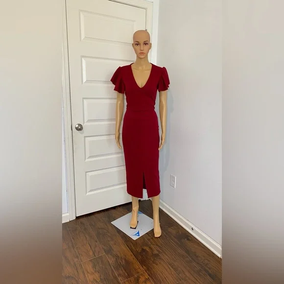 Burgundy Midi Dress - Size 12 - Gently Used Burgundy Midi Dress - Size 12 - Gently Used